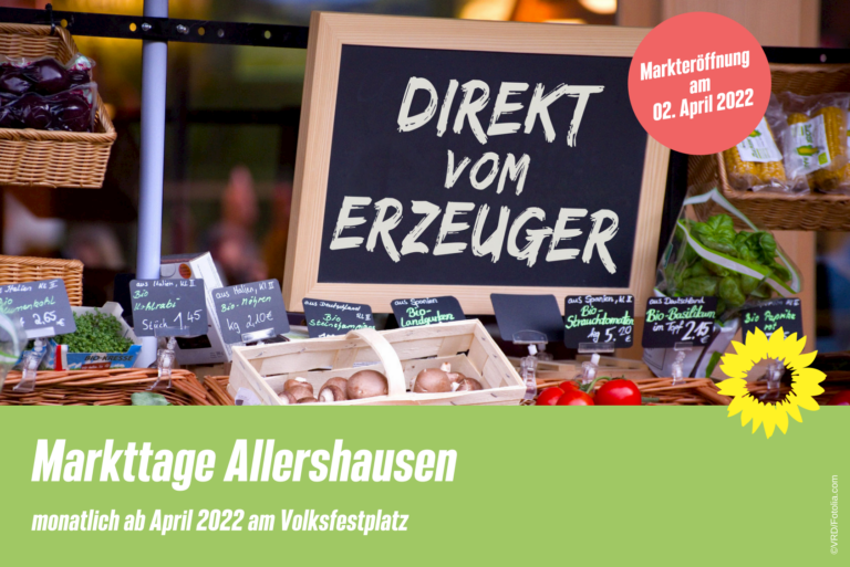 Anfang April findet am Volksfestplatz der erste grüne Markt in der Gemeinde Allershausen statt.