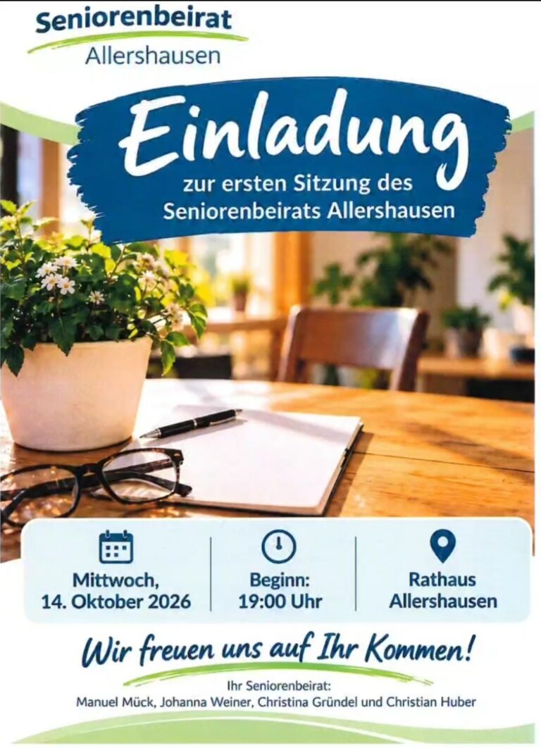 Einladung zur ersten Sitzung des Seniorenbeirats Allershausen